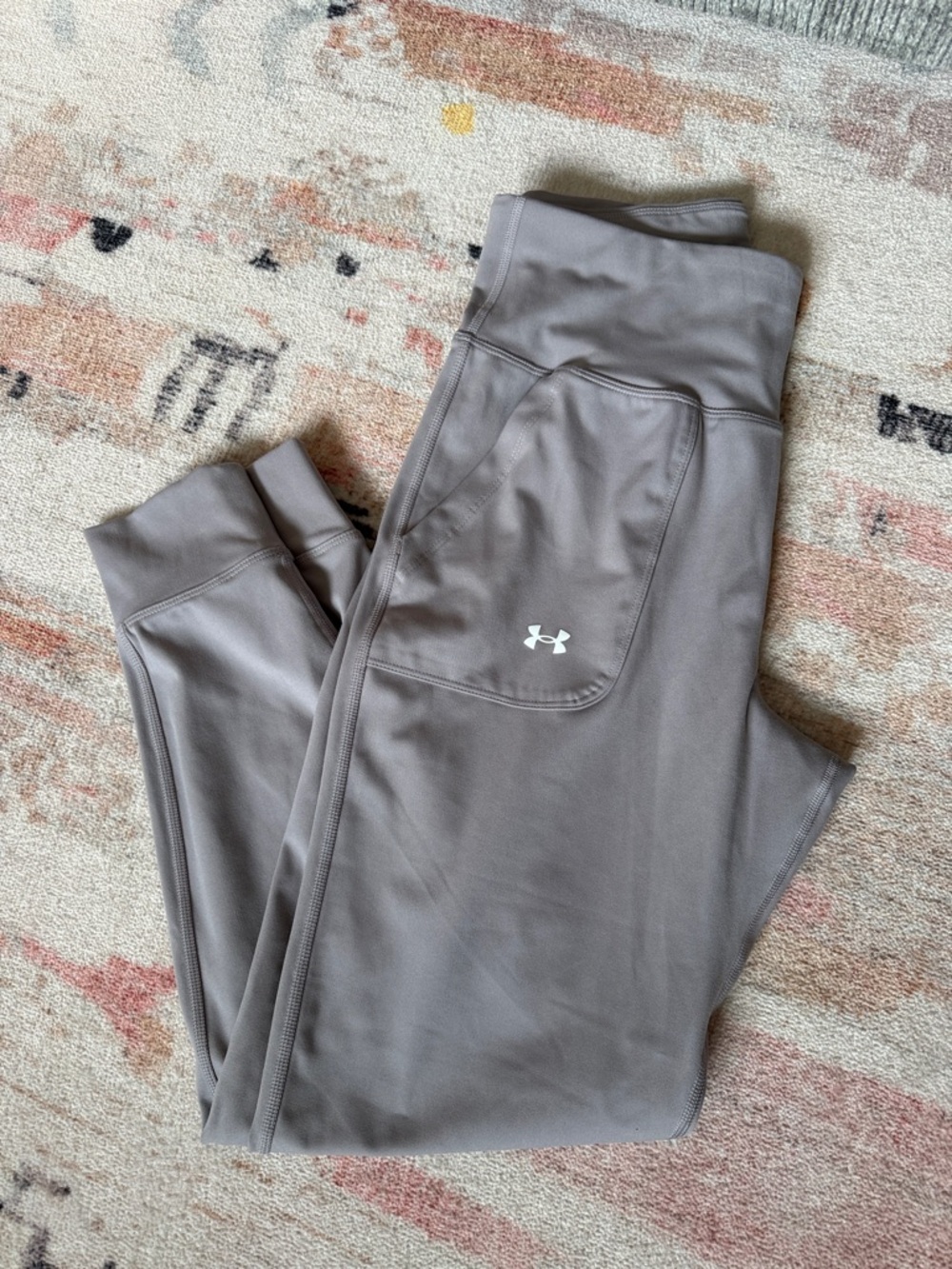 Under Armour Light Gray High-Waist Jogger with Side Phone Pocket